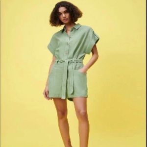 ZARA TOPSTITCHED JUMPSUIT IN GREEN Sz: S